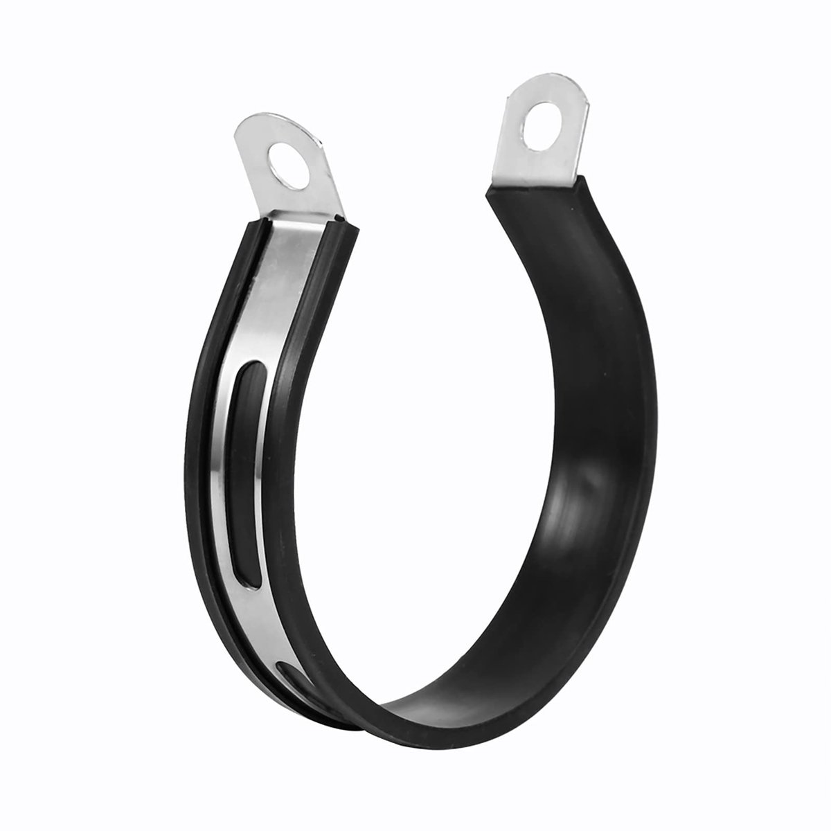 Dailygoods - Motor Uitlaatklem - Roestvrij Staal - Fisso Riem - 11cm Breed - Universele Pasvorm - Zwart/Zilver