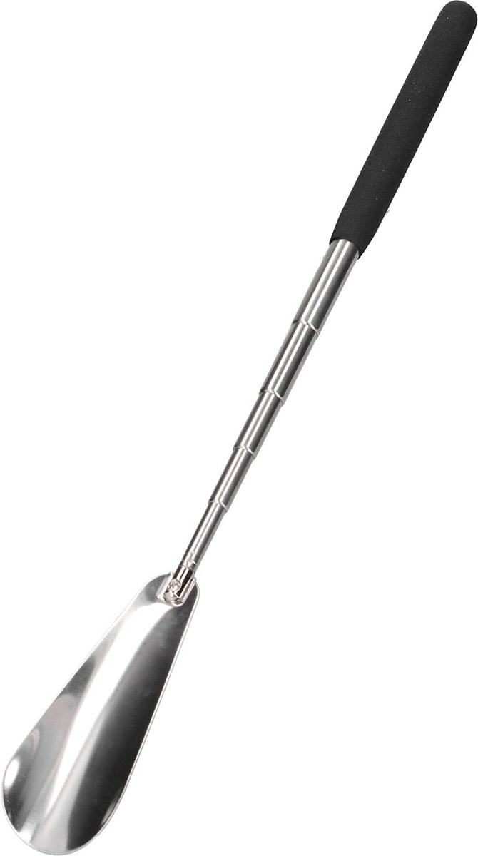 Dailygoods - Dailygoody - Intrekbare Schoenlepel - Lange Steel - Verstelbare Boog - Zwart - Roestvrij Staal - Handig voor Zwangere Vrouwen en Ouderen - Ergonomisch...