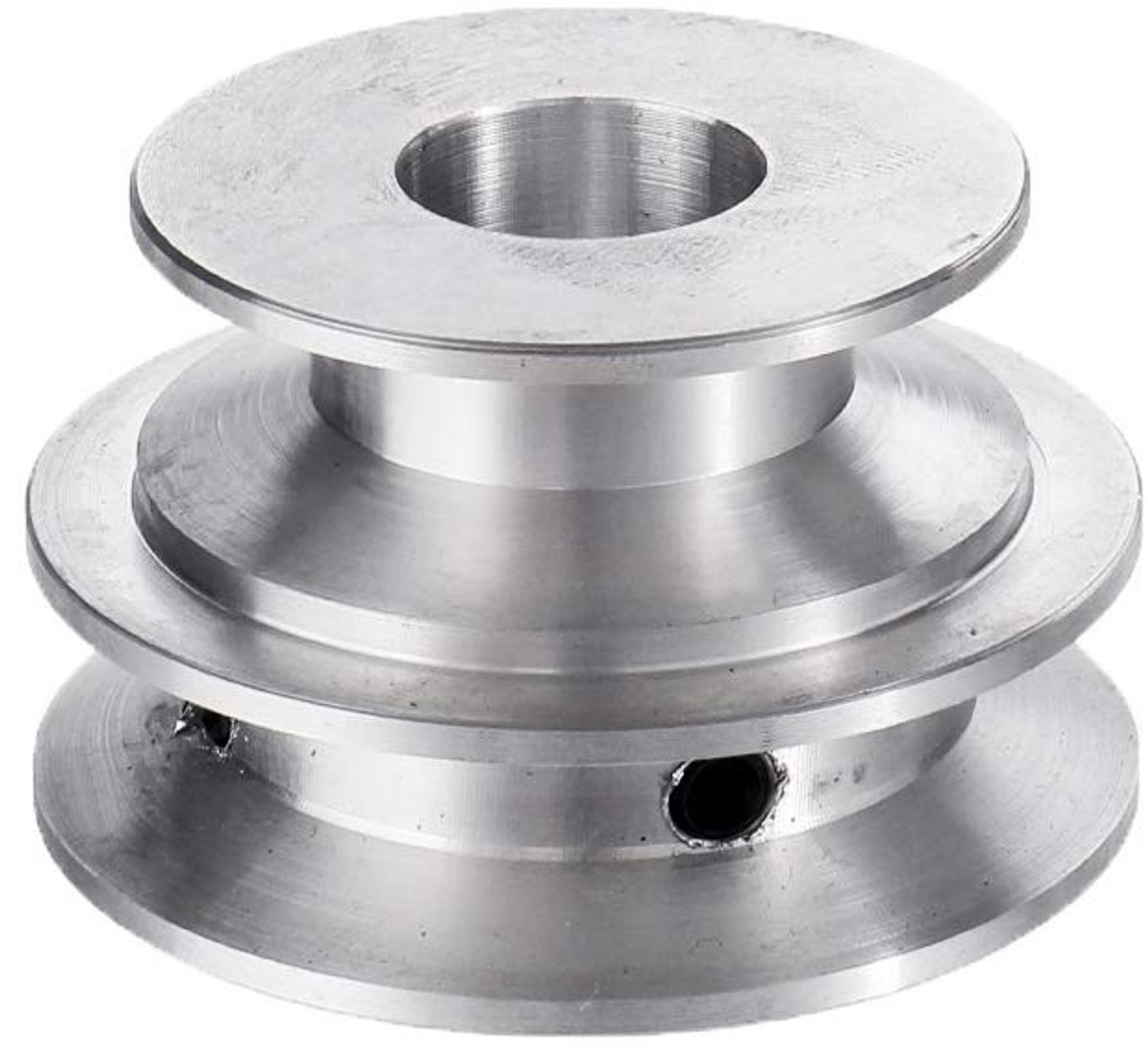 Dailygoods - Dailygoody - Aluminiumlegering Dubbele Groefkatrol - Vaste Katrol voor Riemen - Zilver - Katrol Wiel - Geschikt voor 10 mm Riem - 40 en 50 mm