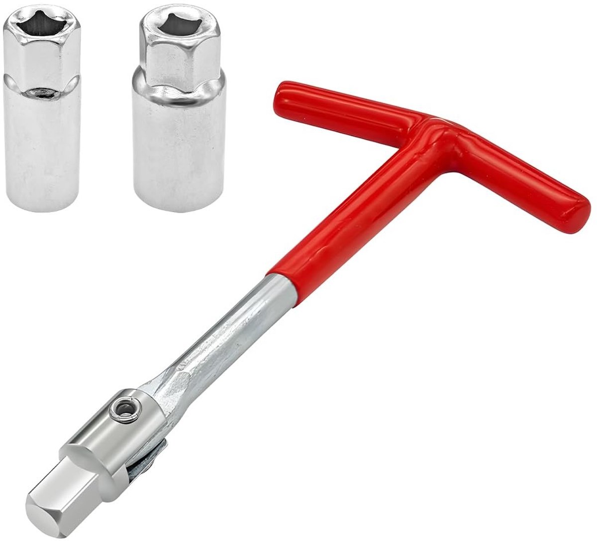 Dailygoods - Dailygoody - Dopsleutelset - Bougies - Ergonomische grip - Rood - T-dopsleutel - Universeel toepasbaar - Geschikt voor auto en motorfiets