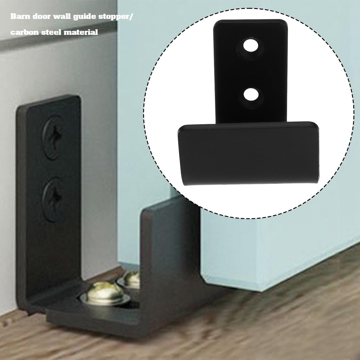 Dailygoods - Dailygoody - Staaldeur vloergeleider - Verstelbare bodemgeleider - Zwart - Ideaal voor schuifdeuren - Geschikt voor deuren zonder uitsparing