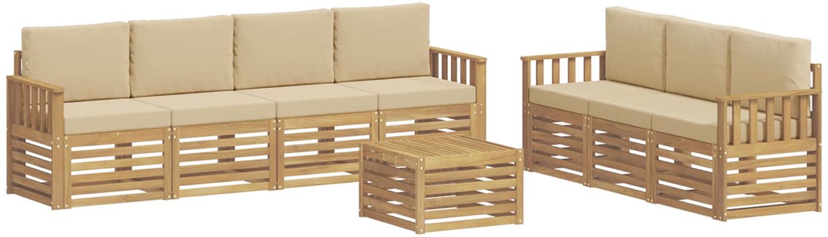 vidaXL - Sofa-Sets - 8 - st - Wit - en - Beige - Polyester