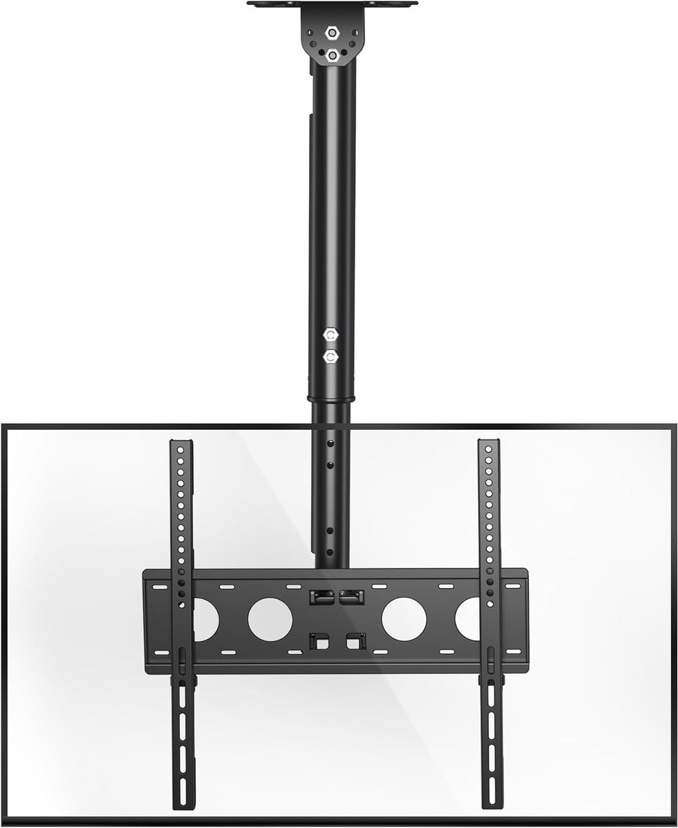 Volledig verstelbare plafond TV beugel voor 26 tot 65 inch platte en gebogen TV's, draaibaar, kantelbaar en hoogte verstelbaar, tot 45 kg, VESA compatibel