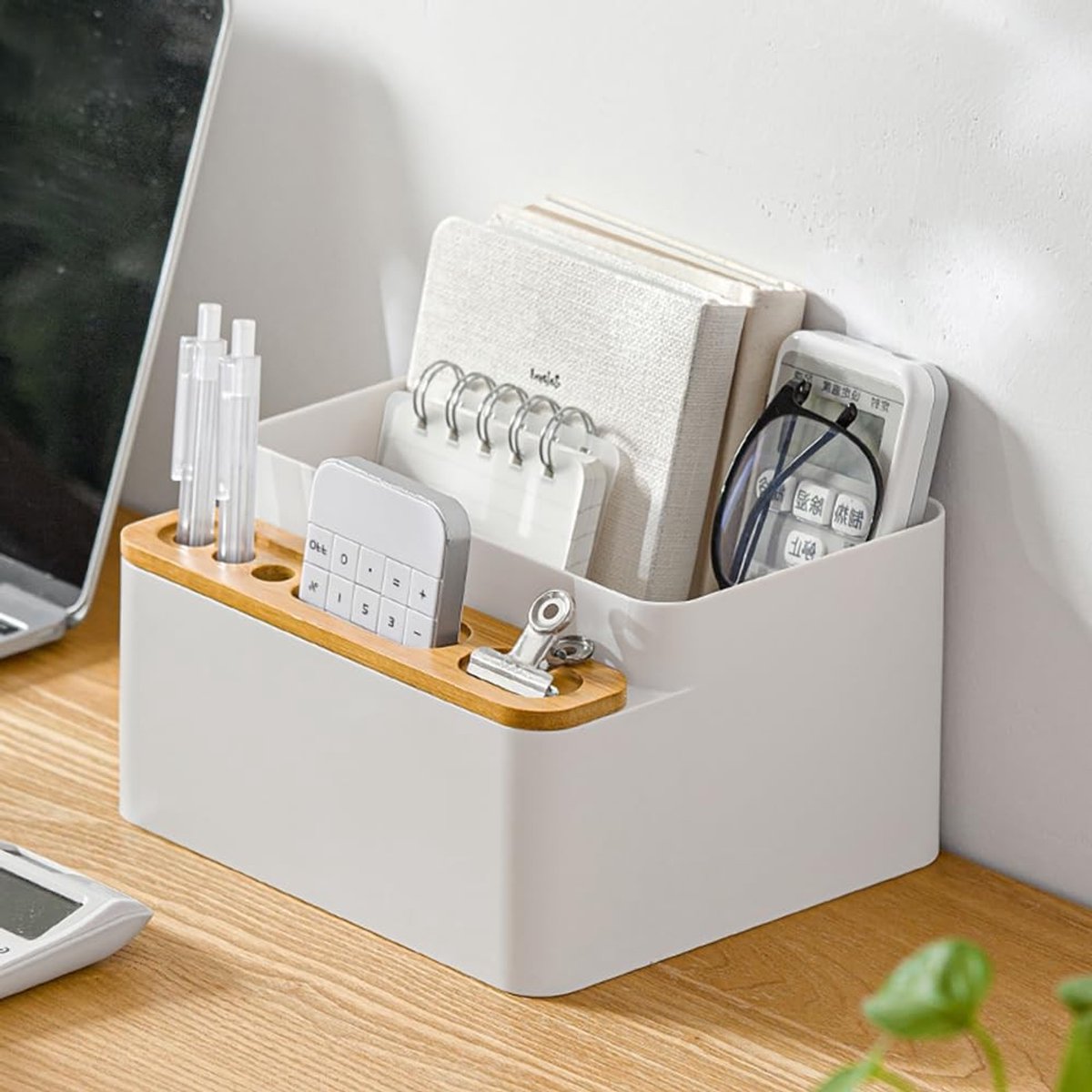 Dailygoods - Dailygoody - Desktop Opbergdoos - Organiser voor Kantoorbenodigdheden - Wit - Potlood Pen Houder - Make-up Borstels Organizer - Geschikt voor Thuis en...