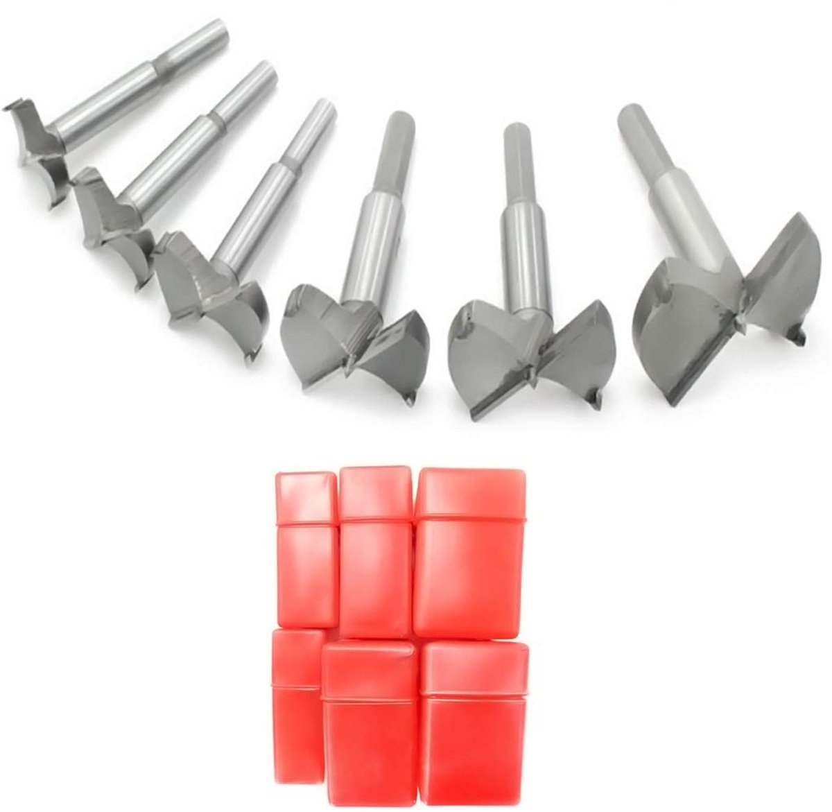 Dailygoods - Dailygoody - Forstner Boorset - Houtbewerking - Hoge precisie - 30-60mm - Tungsten staal - Geschikt voor diverse boormachines - 6 stuks