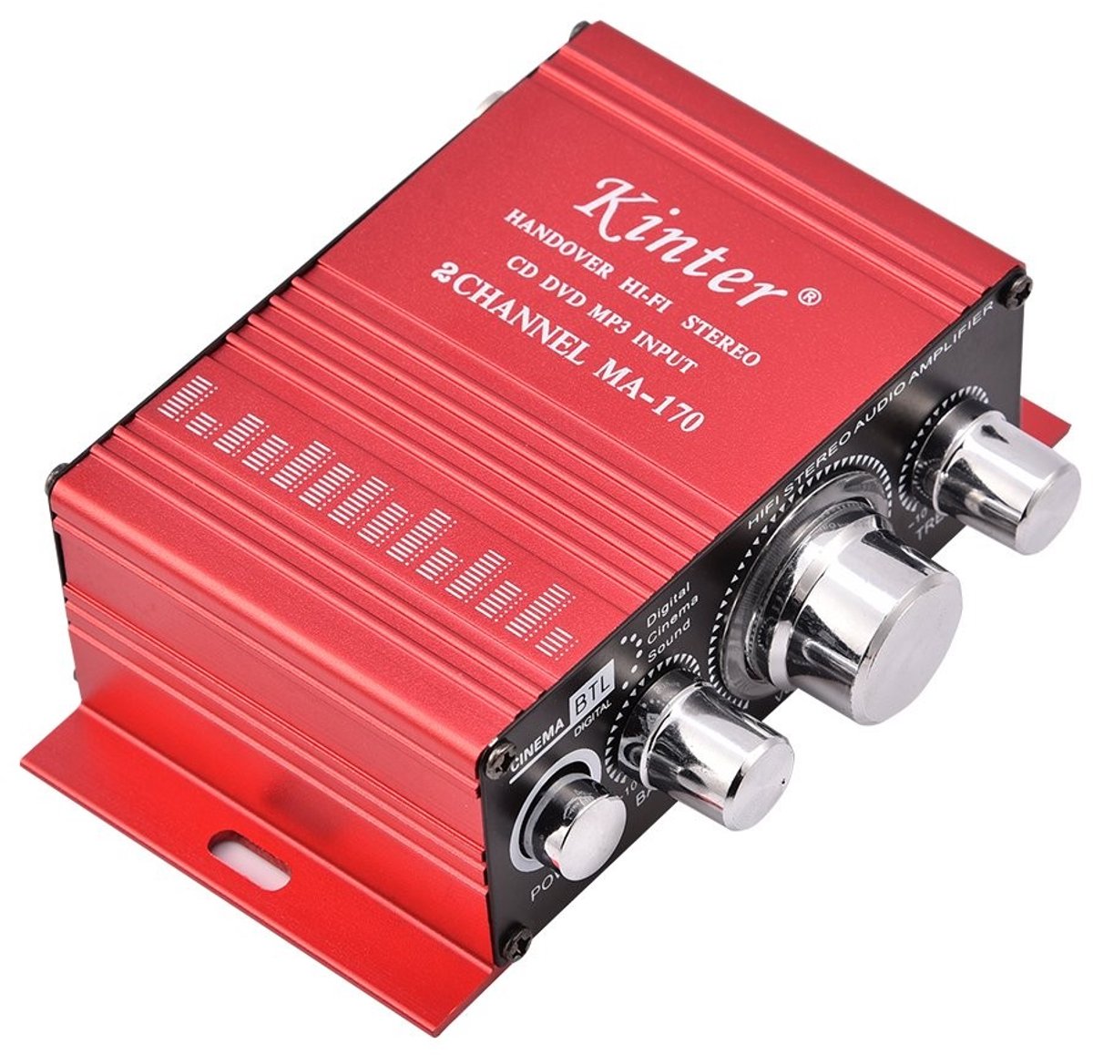 Dailygoods - Dailygoody - Mini Audio Power Amplifier - 2 Kanaals - Digitale HiFi Versterker - Aluminium Behuizing - 20W + 20W - Geschikt voor Auto en Thuis