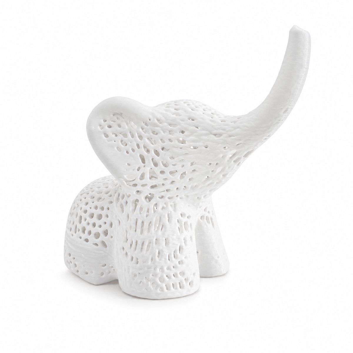 Voronoi Olifant Decoratie Beeld - Moderne Woondecoratie - Geometrisch Design - Luxe Sculptuur Voor Woonkamer Slaapkamer Kantoor - Minimalistische Dieren Decoratie - 17 x 10 x 15 cm - Wit