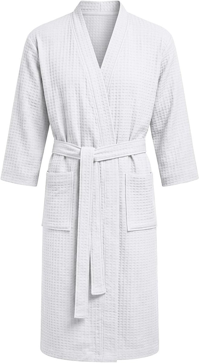 Lichtgewicht Unisex Wafel Badjas en Badhanddoek voor Douche en Spa, Geweven Loungewear met