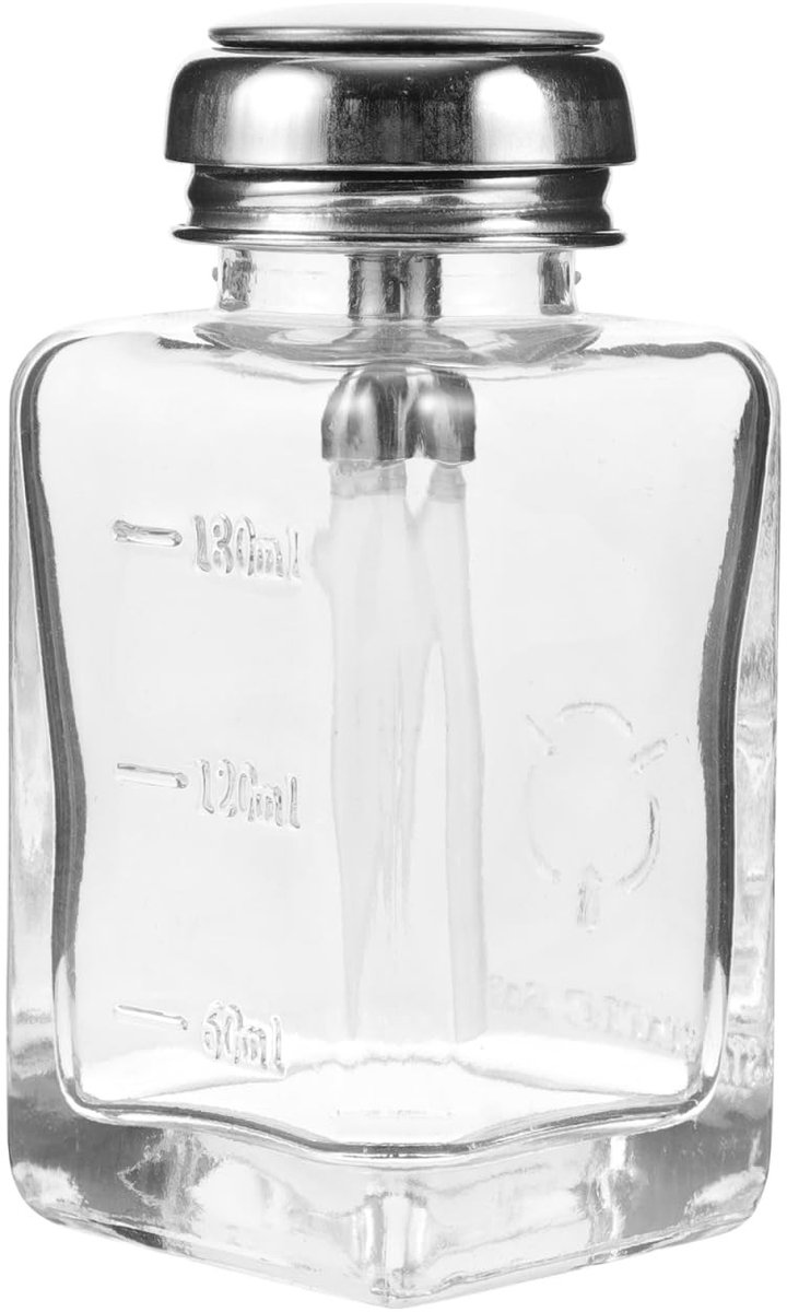 Dailygoods - Dailygoody - Glazen Pompdispenser - Nagellakverwijderaar - Handig voor Nagelstudio - Transparant - 180 ml - Geschikt voor Reizen