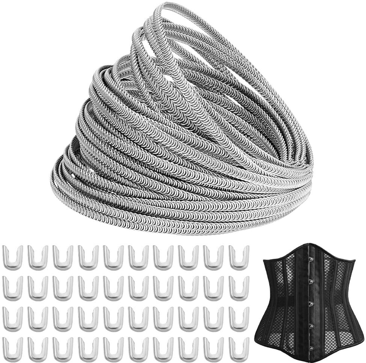 Dailygoods - Dailygoody - Roestvrij Staal Spiraal Korset Uitbenen - Flexibele Baleinen - 10 Meter Lengte - DIY Ambachten - Perfect voor Knutselaars - Inclusie