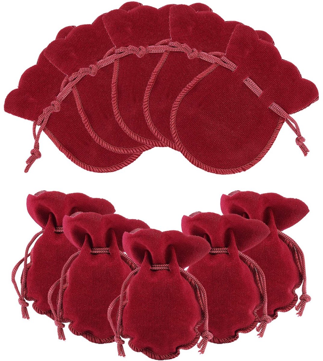 Dailygoods - Dailygoody - Fluwelen Tassen - Sieraden Zakjes - Perfect voor Geschenken - Donkerrood - Snoep Gift Zakken - Geschikt voor Feesten - 50 Stuks