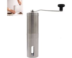 1 stuk - Handmatige koffiemolen van roestvrij staal - handmolen met keramische braam - voor filterkoffie, espresso - 17.5×4.8×4.8cm - zilver