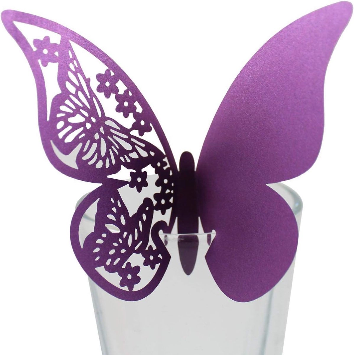 100 Stuks Vlinder Tafelfunnels en Naamkaarten voor Bruiloften, Feesten en Thuisdecoratie, Inclusief Glazen Hangers en Muurstickers