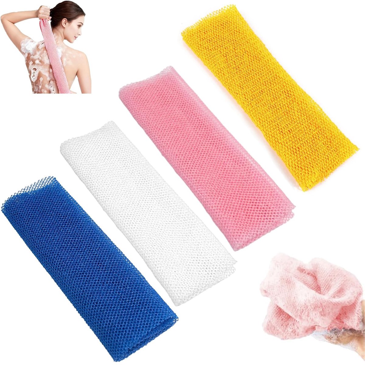 Dailygoods - 4 Stuks Afrikaanse Douchefilet voor Exfoliatie
