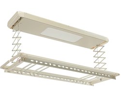 Damenzo - Droogrek - Wasrek - Droogrek uittrekbaar - Droogrek elektrisch - LED verlichting - 125×31×110 cm - Draagvermogen 35 kg - Wit
