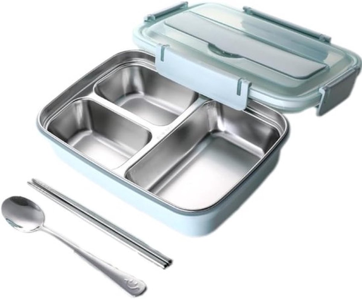 RVS Bento Box 304 - Magnetron & Isolerend - Opwarmbare Lunchbox met Vakjes - Dubbelwandige Bento voor Kantoor en School - Lekdicht & Vaatwasserbestendig