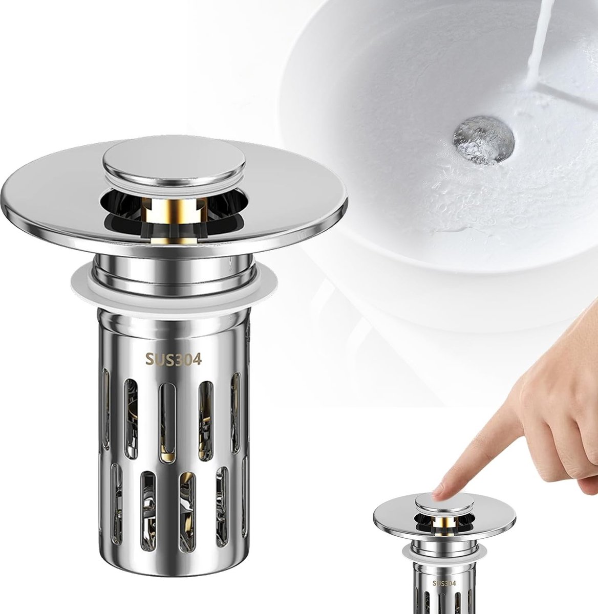 Dailygoods - Universele Pop-up Wastafelafvoer met Filter