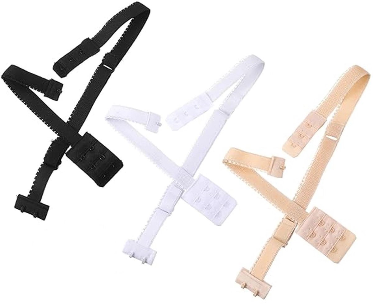 Dailygoods - 3 Stuks Rugvrije Beha Converter voor Dames in Zwart, Wit en Beige