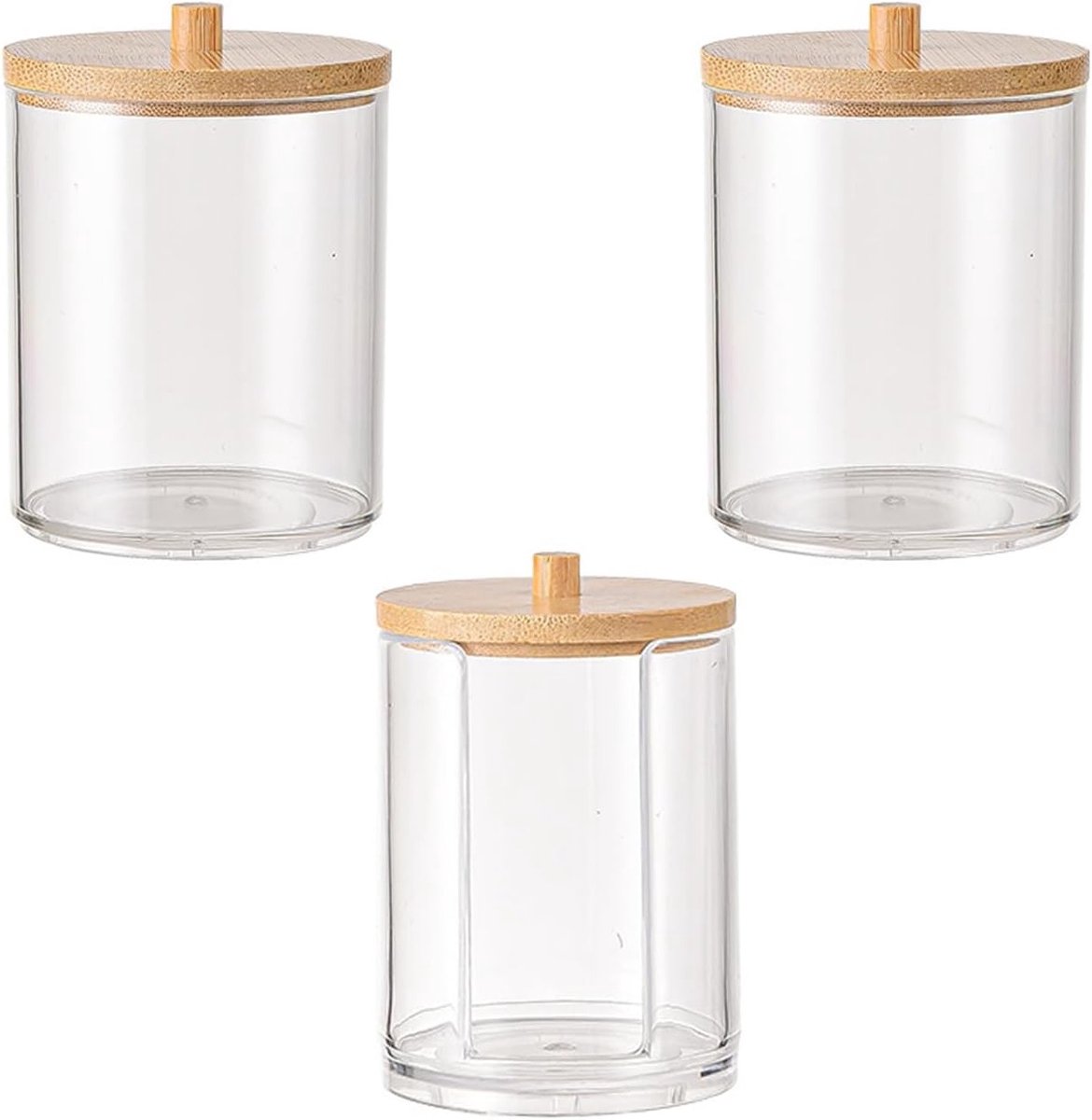 Set van 3 Transparante Organizers voor Wattenbollen en Wattenstaafjes - Handige Badkameropslag voor Make-up en Verzorging
