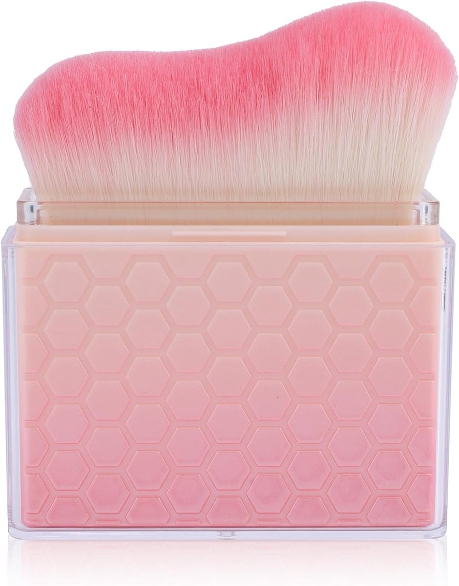 Verstelbare Zelfbruiningskwast met Deksel, Ideale Applicator voor Zelfbruiner, Make-up en Zonnebrandcrème voor Lichaam en Gezicht (Roze-Wit Gradiënt)