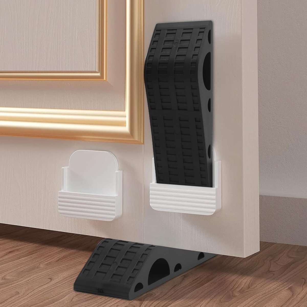 Set van 2 Deurstoppers van Rubber, Antislip Deurwedge, Duurzame en Zware Deurstoppers met Opbergcontainer, Geschikt voor Alle Soorten Deuren