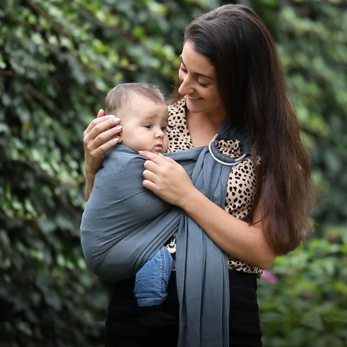 Draagdoek Ring Sling - Draagband Baby - Snel Baby Dragen - Kruislichaam Weefsel - 1 Aantal - Grijs – foto 2