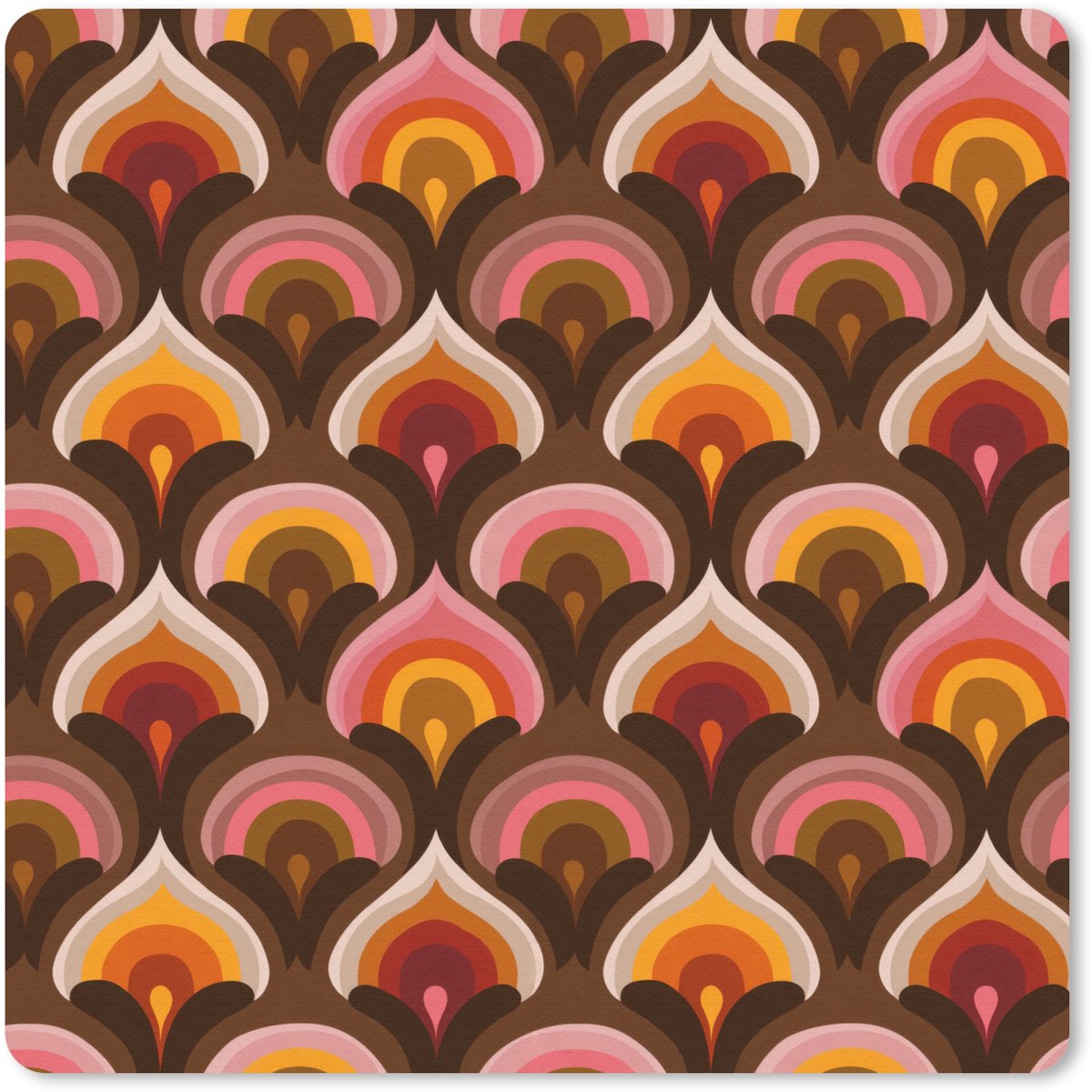 Muismat 20x20 cm - Mousepad Patroon - Retro - Kleurrijk - Muismatten