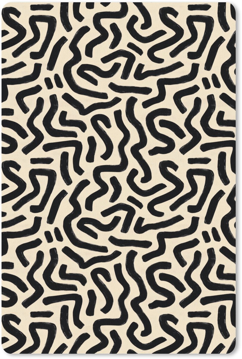 Muismat 13x20 cm - Mousepad Abstract - Lijnen - Zwart - Muismatten