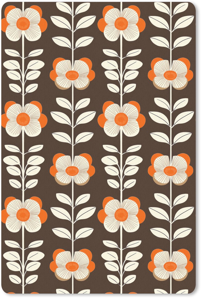 Muismat 13x20 cm - Mousepad Bloemen - Retro - Bruin - Muismatten