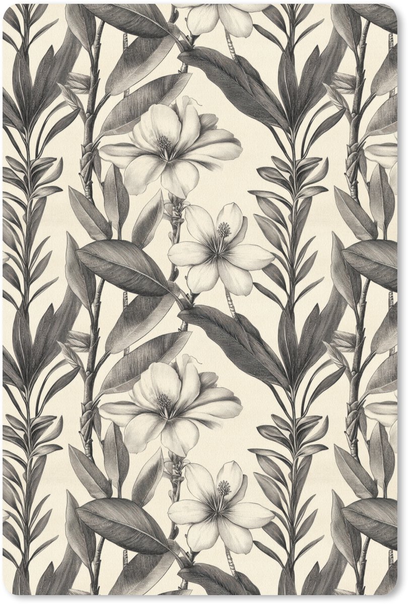 Muismat 13x20 cm - Mousepad Klassiek - Botanisch - Zwart - Beige - Muismatten