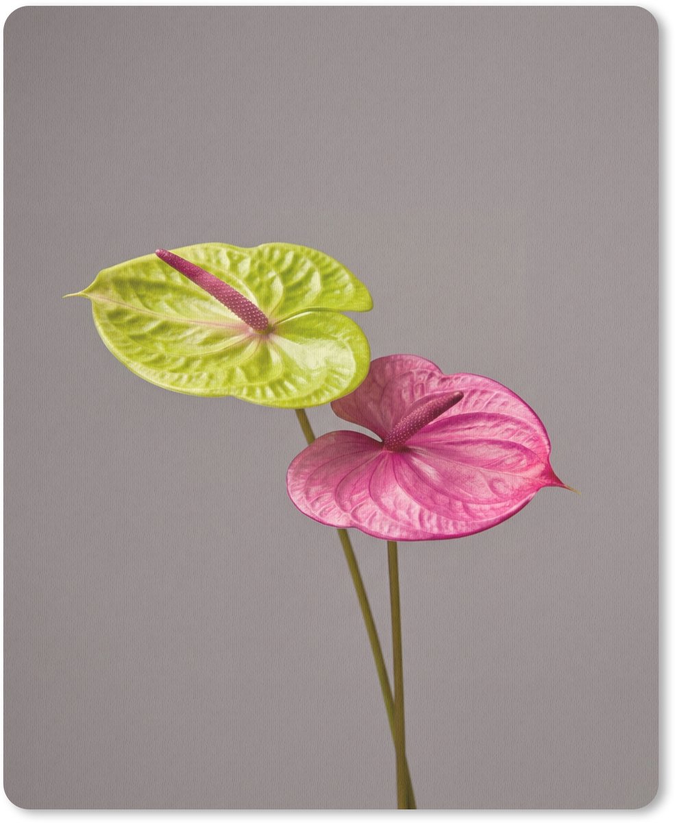 Muismat 12x16 cm - Mousepad Planten - Anthurium - Groen - Roze - Muismatten