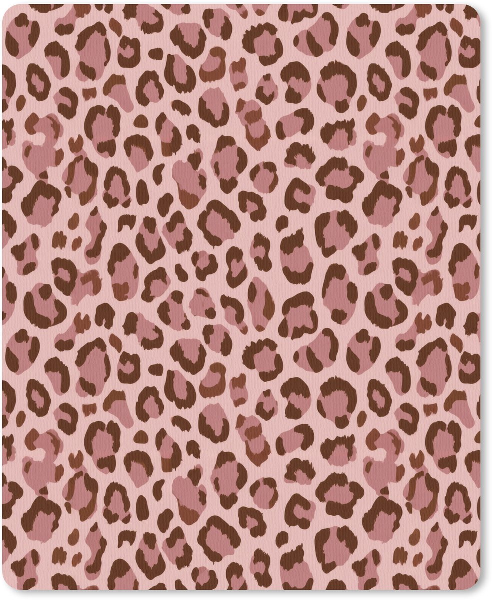 Muismat 12x16 cm - Mousepad Luipaard - Patroon - Roze - Muismatten