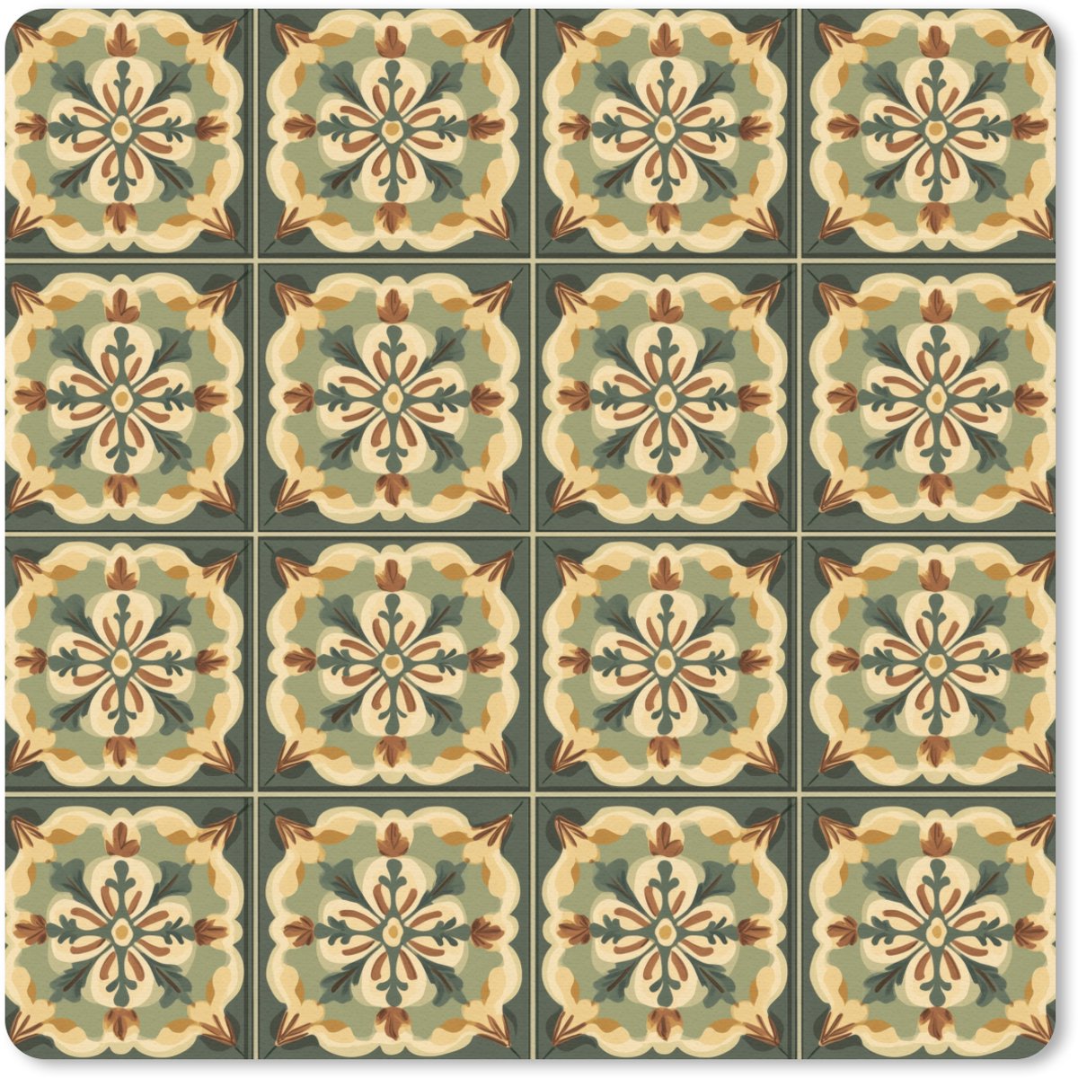 Muismat 20x20 cm - Mousepad Ornament - Patroon - Groen - Muismatten