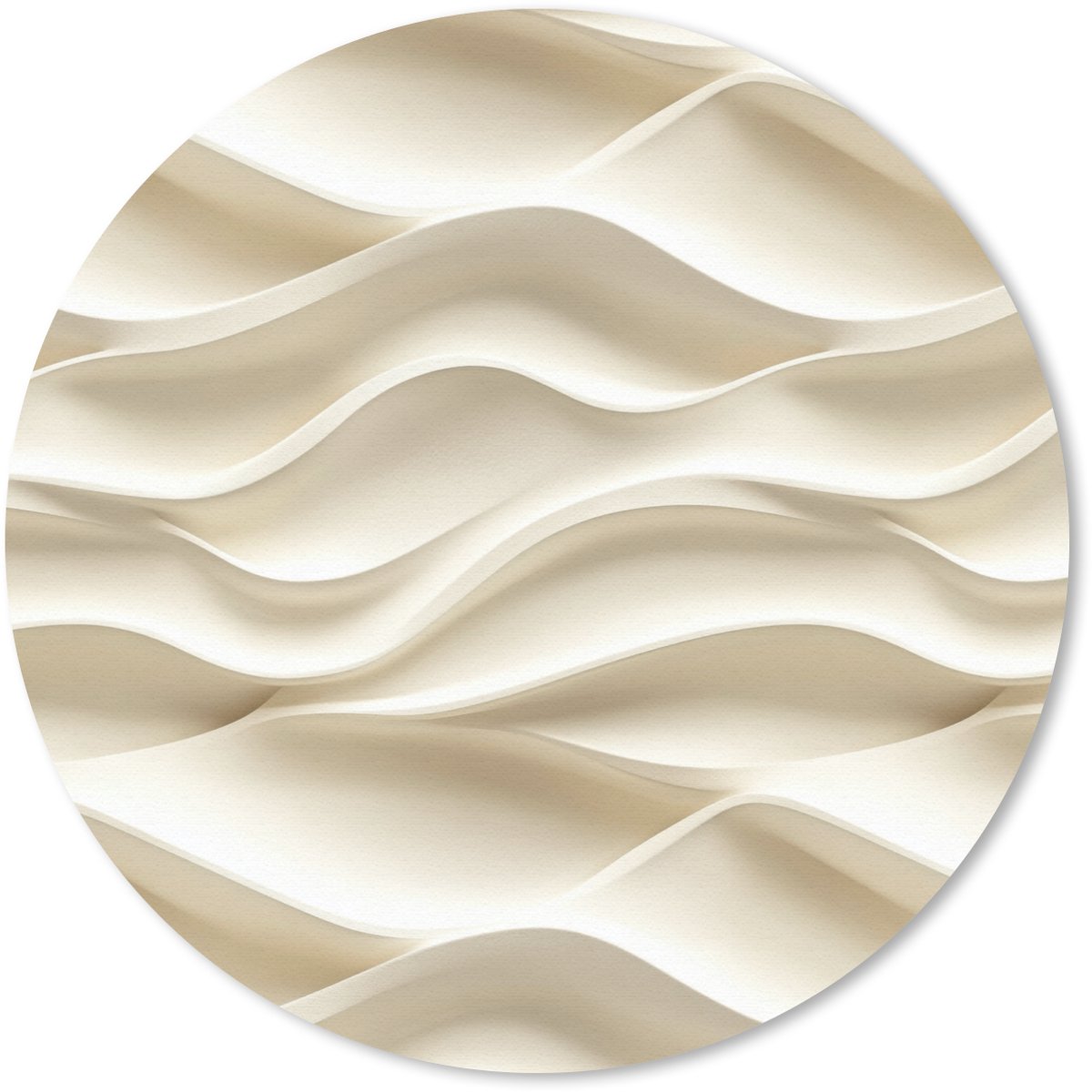 Muismat rond 20x20 cm - Mousepad Lijnen - Golvend - Crème - Ronde muismatten