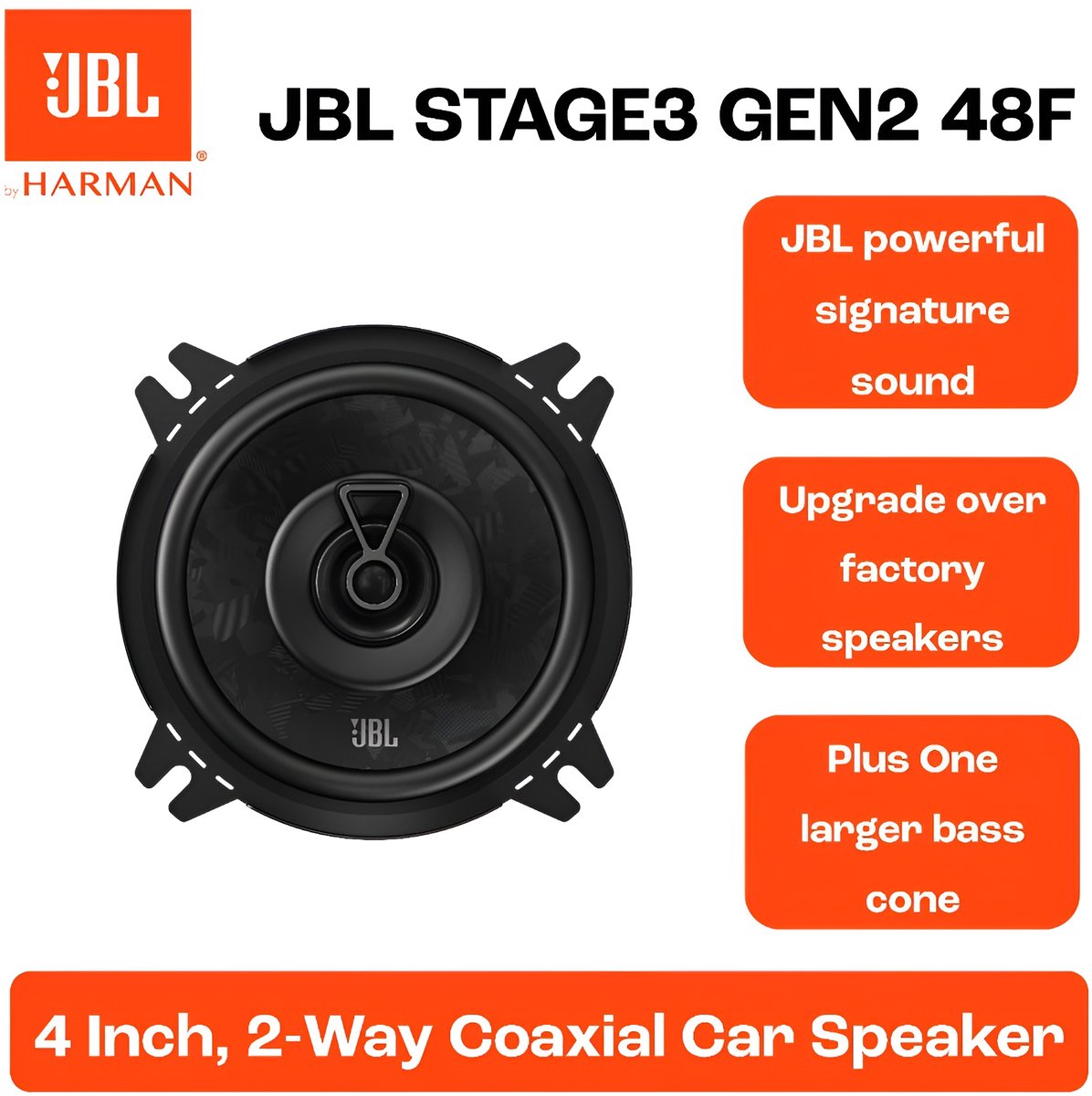JBL Stage3 48F Autospeakers – 4 inch Coaxiaal – 50W RMS – 400W Piekvermogen – 4 Ohm – foto 7