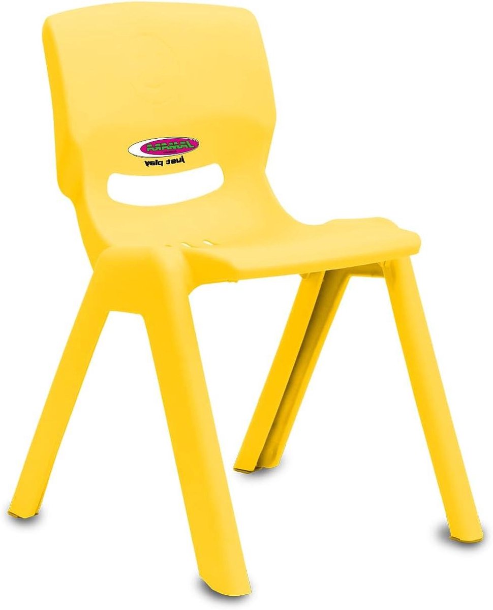 JAMARA 460580 kinderstoel Smiley tot 100 kg geel – stapelbaar, van robuust kunststof, geschikt voor binnen en buiten