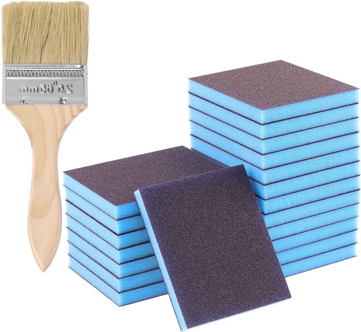 21-delige Schuur Spons Set met 80 Grit en Herbruikbare Schuurblokken voor Hout, Metaal en Droogwand