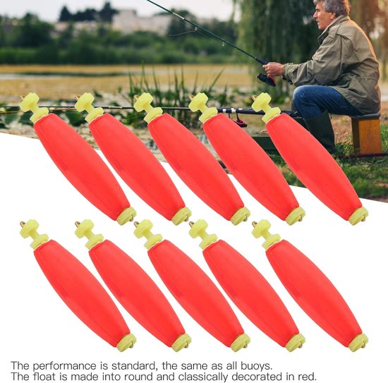 Vis Dobbers - Dobber Set - Vissen op Rivier - EVA Schuim Materiaal - 10 stuks - Rood van Merkloos — afbeelding 3