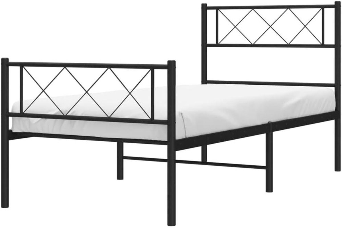 Metalen Bedframe - Ledikant Logeerbed - Slaapkamer Inrichten - Robuuste Constructie - 90x190 cm - Zwart