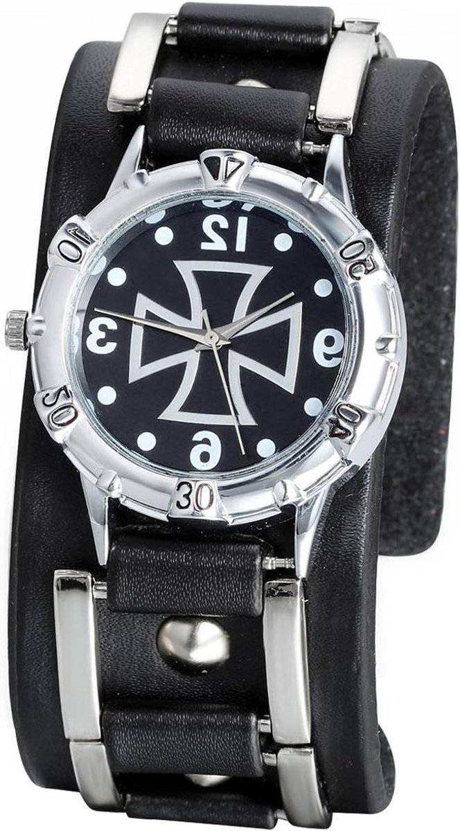 Heren Horloge - Analoge Klok - Dagelijkse Mode - Lederen Band - 15.6 x 11.2 x 2.4 cm - Zwart