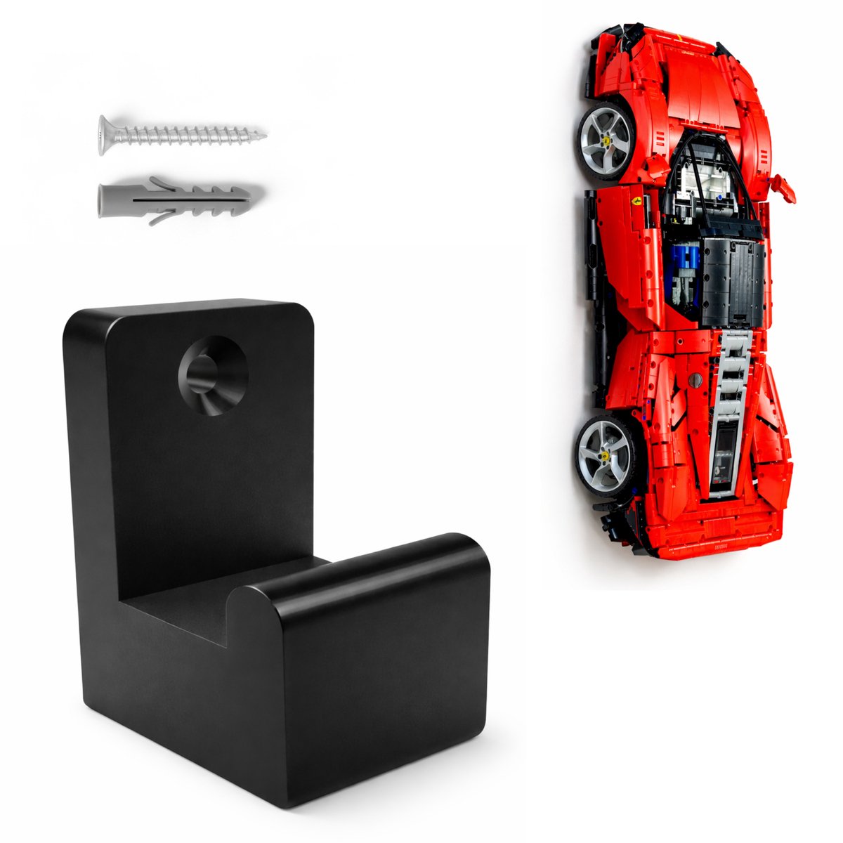 YUOM. Muurbeugel geschikt voor LEGO Technic Ferrari Daytona - Wall Mount - incl. schroeven & pluggen - Zwart