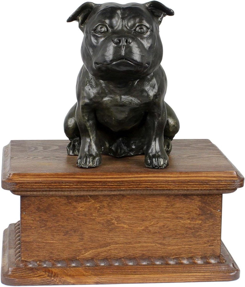 Honden Urn - Gedenk Urn Huisdier - As Bewaren - Koudgegoten Bronzen Beeld - 5 Liter - Staffordshire Bull Terrier