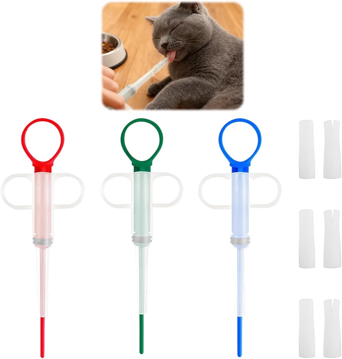 3 Pcs Tablet Teeders - Cat Tablet Dispenser voor Katten en Honden - Herbruikbare Dierenvoeder - Spuit met Siliconen Tip - Tablet Gever voor Katten Pill Assist en Water