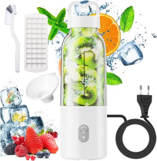 YONO Blender To Go - 500ml - 175W - Draagbare Smoothie Maker - Portable Fresh Juice Mini Blender - Wit