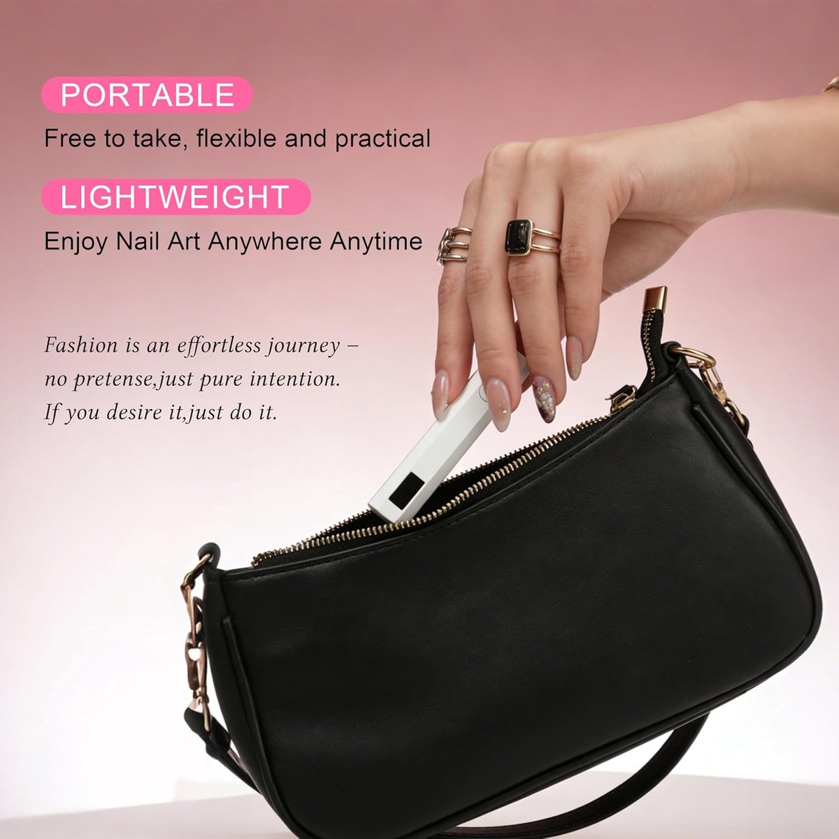 Mini Nagellamp met standaard - Mini UV nagel lamp - UV Lamp Gelnagels - met digitaal display - 2 timermodi - Oplaadbare draadloze nagellamp - LED Nagellamp - Handlamp voor nagel - Draagbare Nagellamp - Nageldroger - Manicure - Draaibaar - 3W - Wit — cadeau in Verzorging - foto 2