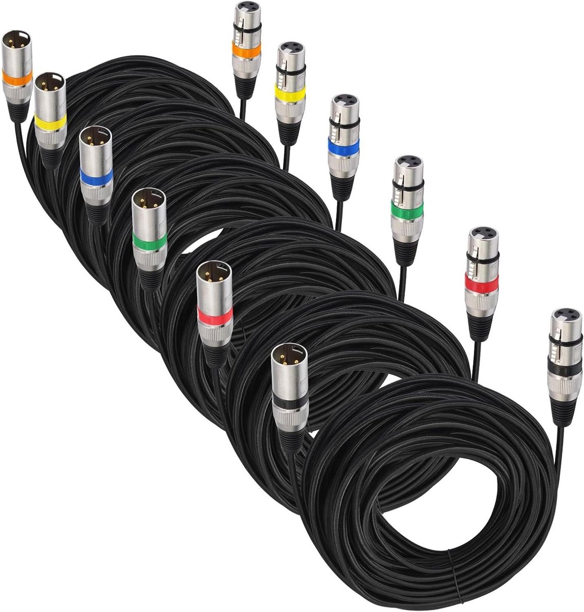 XLR Microfoonkabel - DMX Kabel - Geluidsoverdracht - Nylon Vlechtwerk - 1 meter - Zwart