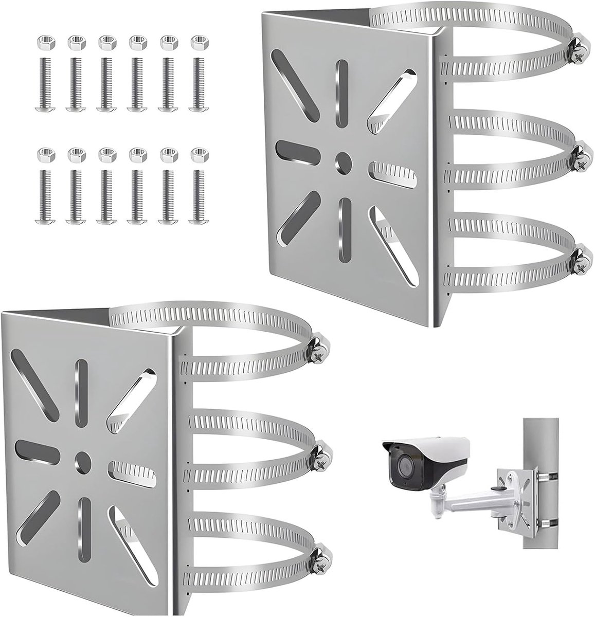 Mast Holder voor Surveillance Camera - Universele Verticale Mast Houder - RVS Verticale Bar Houder - Tube Houder - Camera Houder voor CCTV Cameras