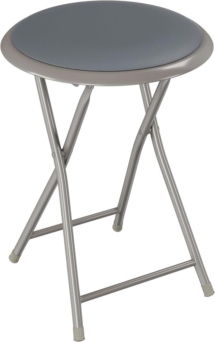 Opvouwbare Kruk - Zitje Extra - Extra Zitplaats - Verstevigd Stalen Frame - 45.7 cm Hoog - Grijs