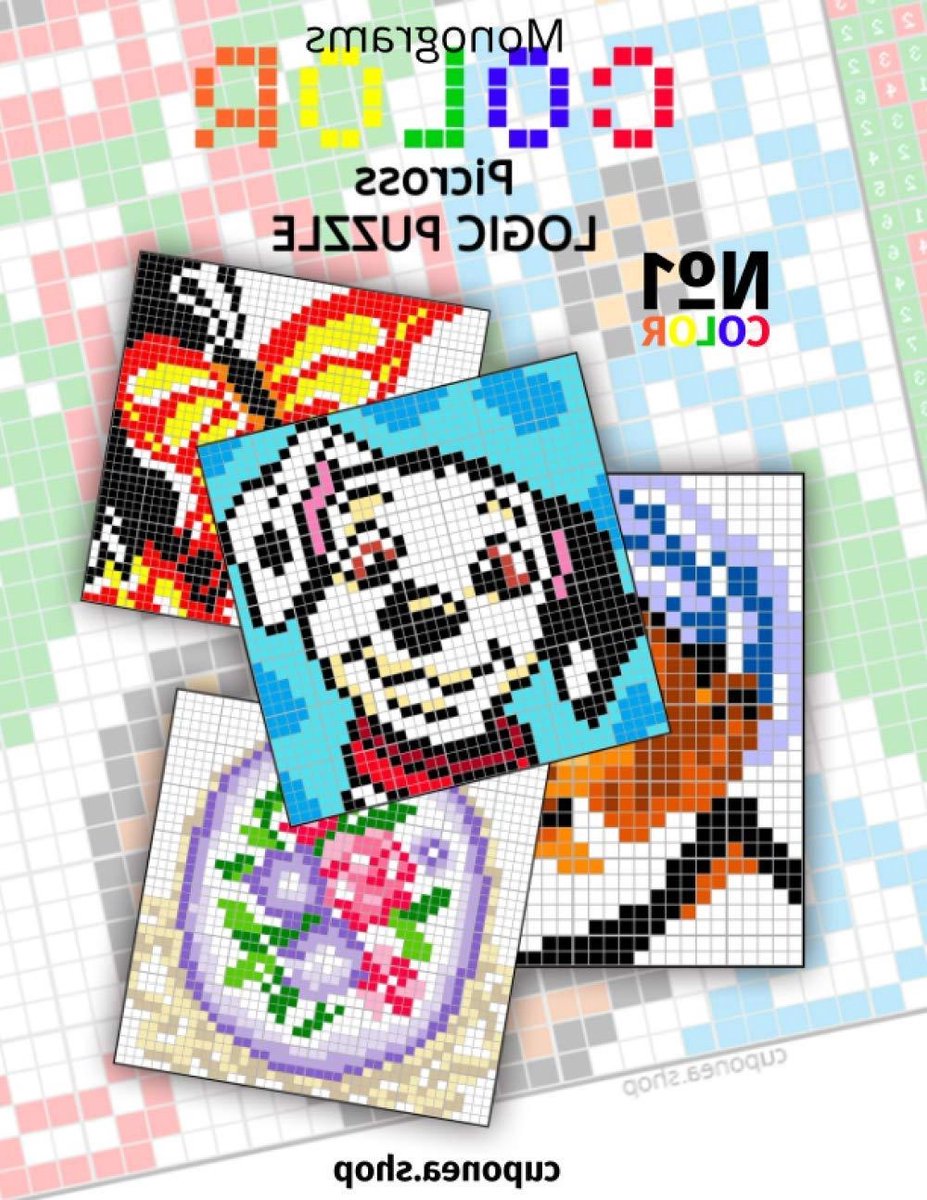 Picross Logica Puzzel - Kleur Monogram Puzzel - Hersenen Trainen - Stimulerende Entertainment - 21.59 x 27.94 cm - Kleurrijk