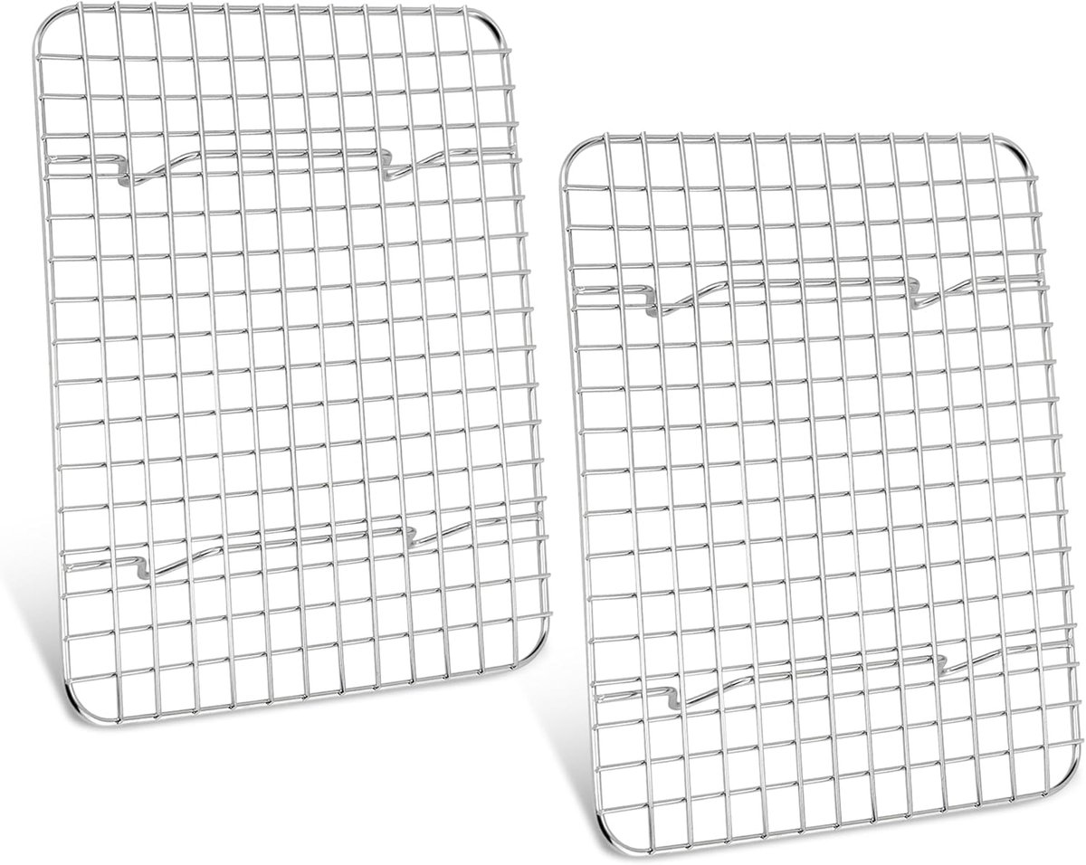 Cooling Grate Set van 2 - Kleine RVS Koelroosters voor Bakken - Rectangular Bakrooster voor Bakken, Koelen, Roosteren, Grillen, 25 x 19 x 2 cm, Vaatwasserbestendig